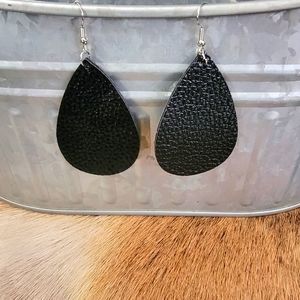 Faux leather teardrop earrings